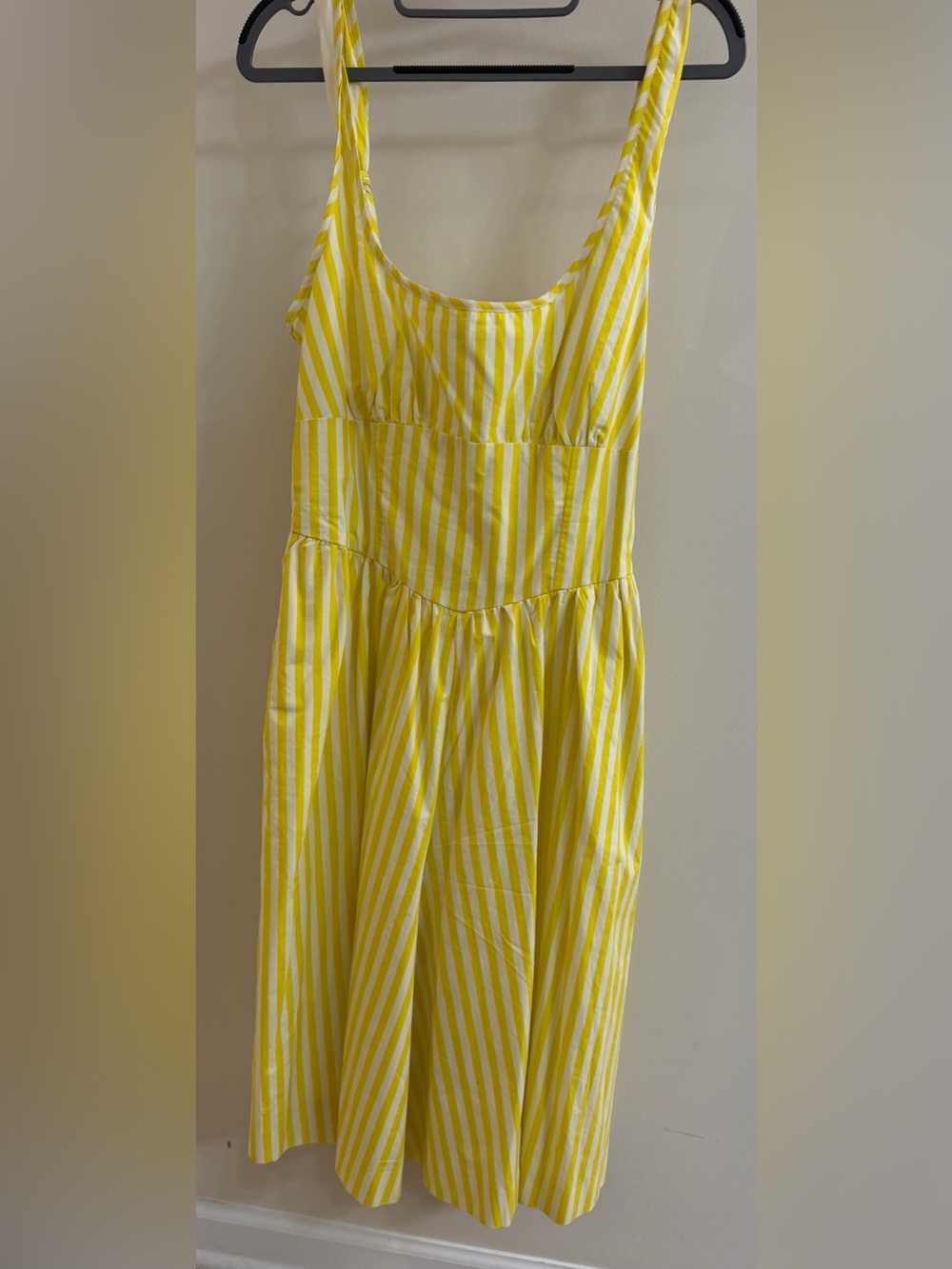Anthropologie, Maeve Yellow Striped Summer jumpsuit, size  8